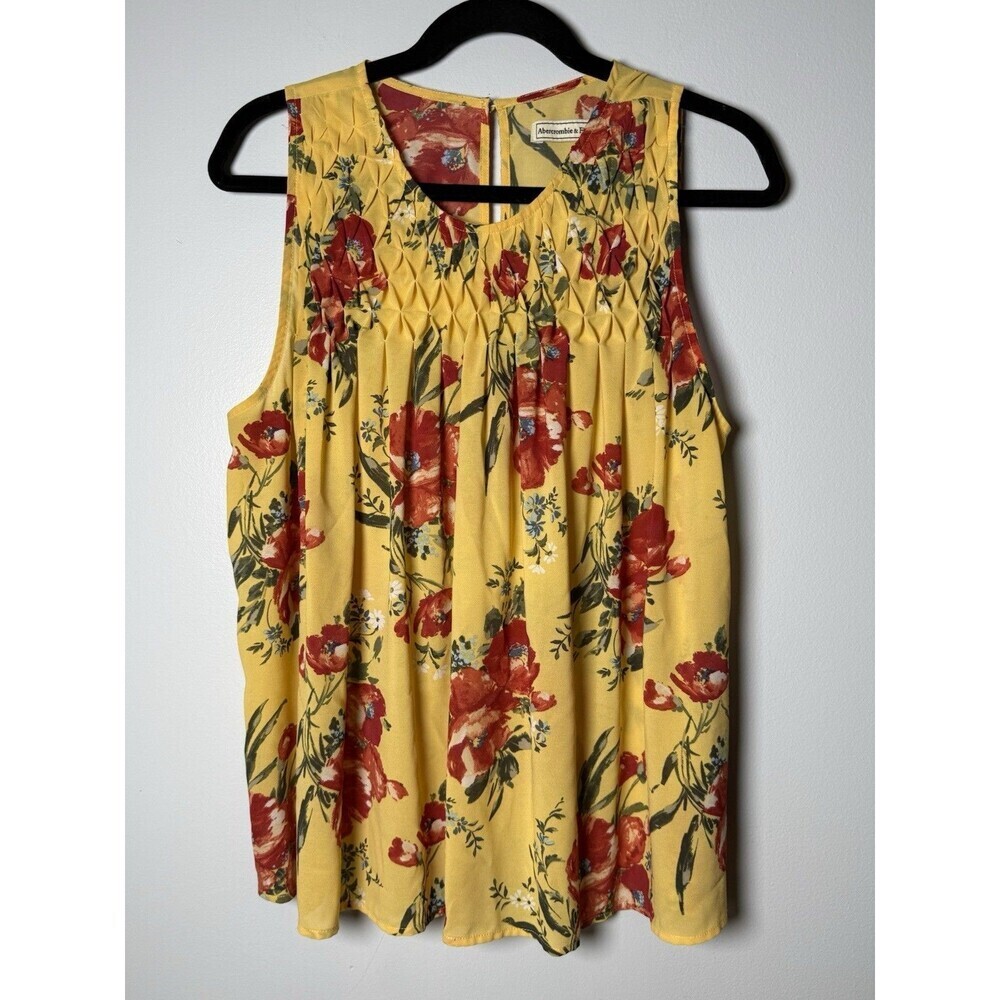 Abercrombie & Fitch Yellow Poppy Floral Boho Womens Top Size  Large